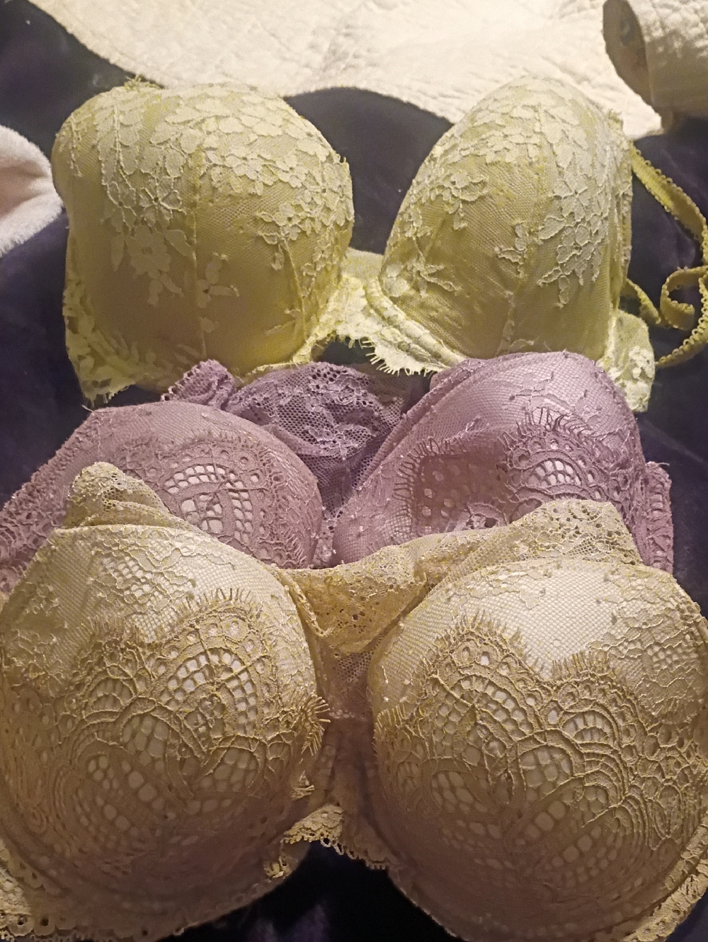 Victoria's Secret Lace Bra Set in Yellow, Lavender, Cream